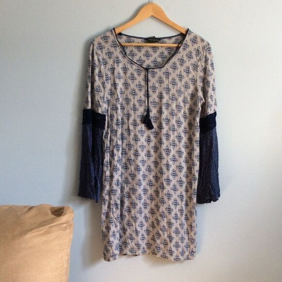 BOHO/Hippie Blue Patterned Dress - Picture 1 of 12